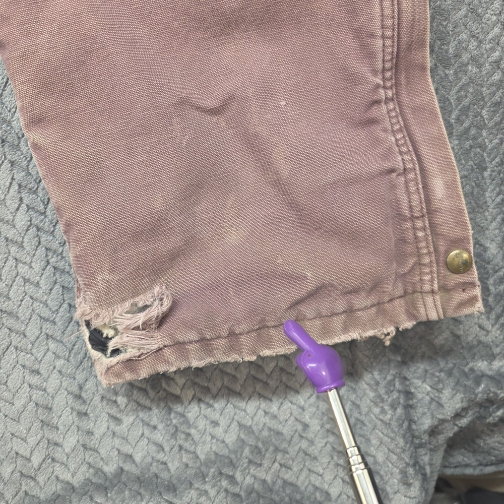 Vintage Carhartt WR027 Women's 6x30 Dark Plum Insulated Bib Overalls Distressed - Picture 10 of 15